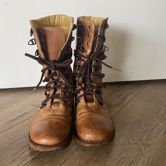 Rare Bed Stu Leather Brown CottageCore Lace Up Boots Womens Size 6.5 - 7 - Picture 4 of 15